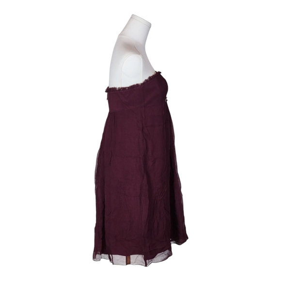 BCBGMAXAZRIA 100% Silk Strapless Burgundy Dress Beaded Empire Waist Size 10 - Picture 5 of 10